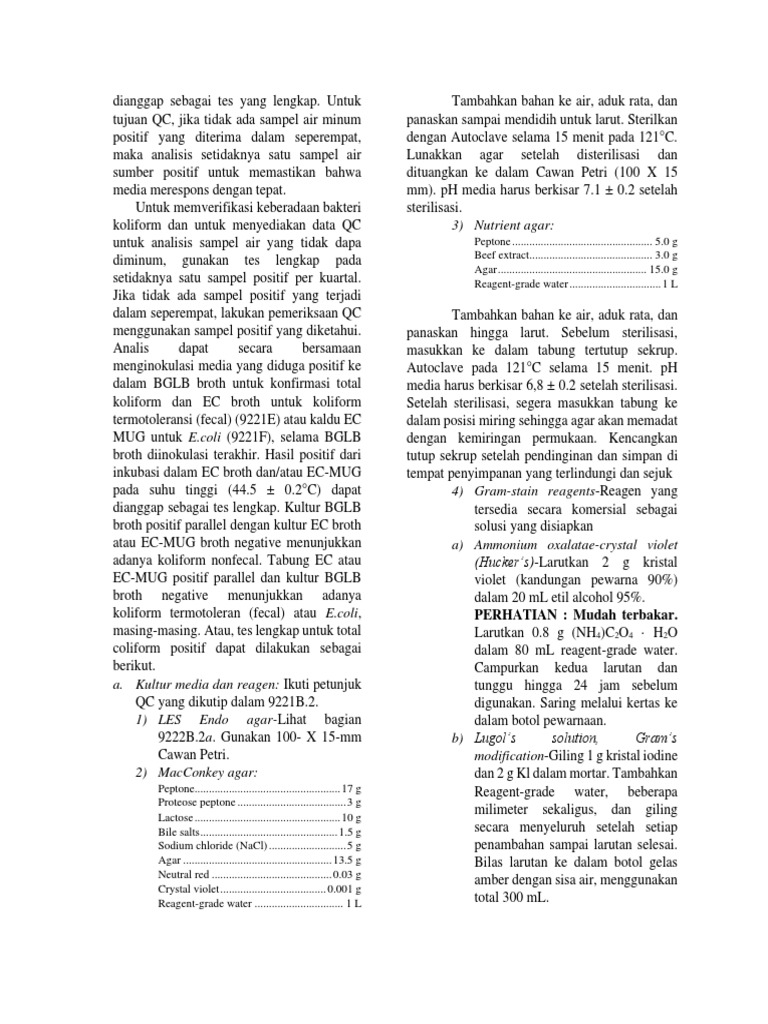 Terjemahan standard methods for examination of water and wastewater 4 pdf