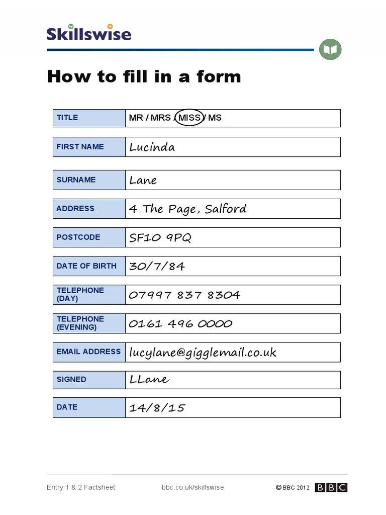 En10fill E2 F How To Fill in A Form | PDF