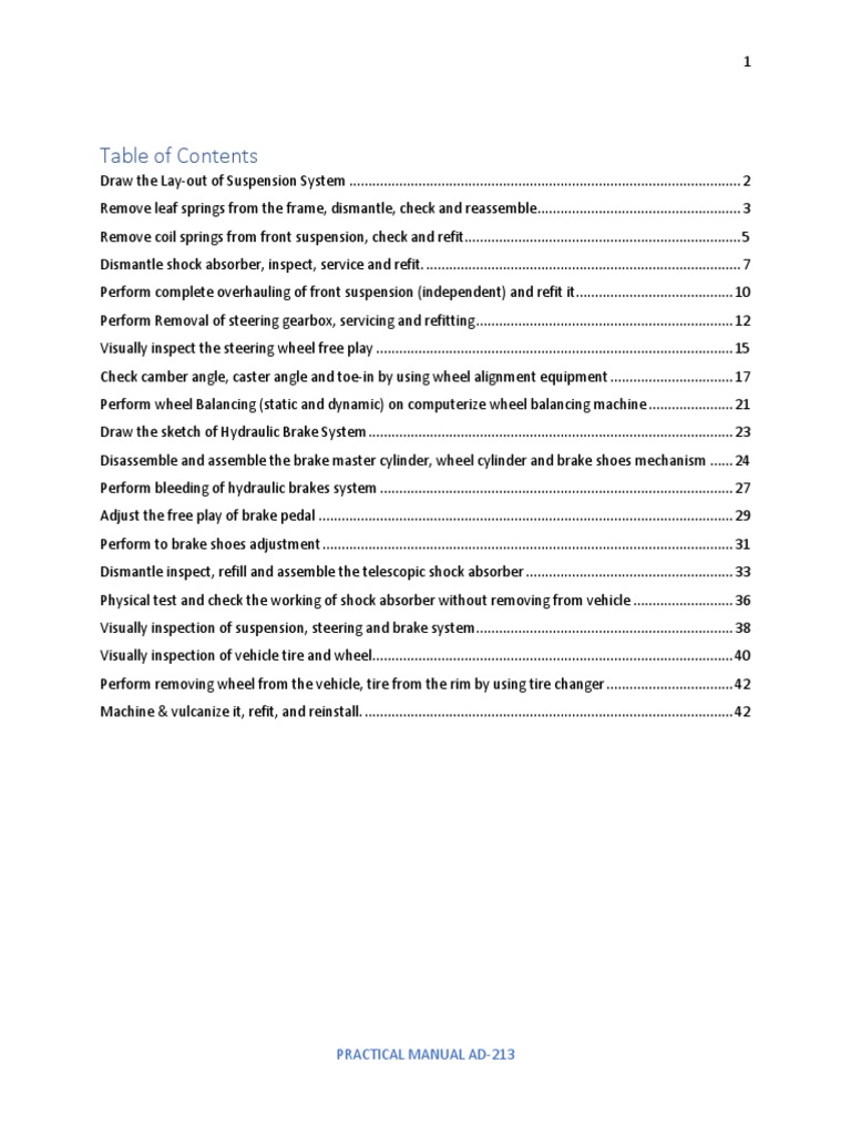 Suspension and Brake System Manual | PDF | Personal Protective ...
