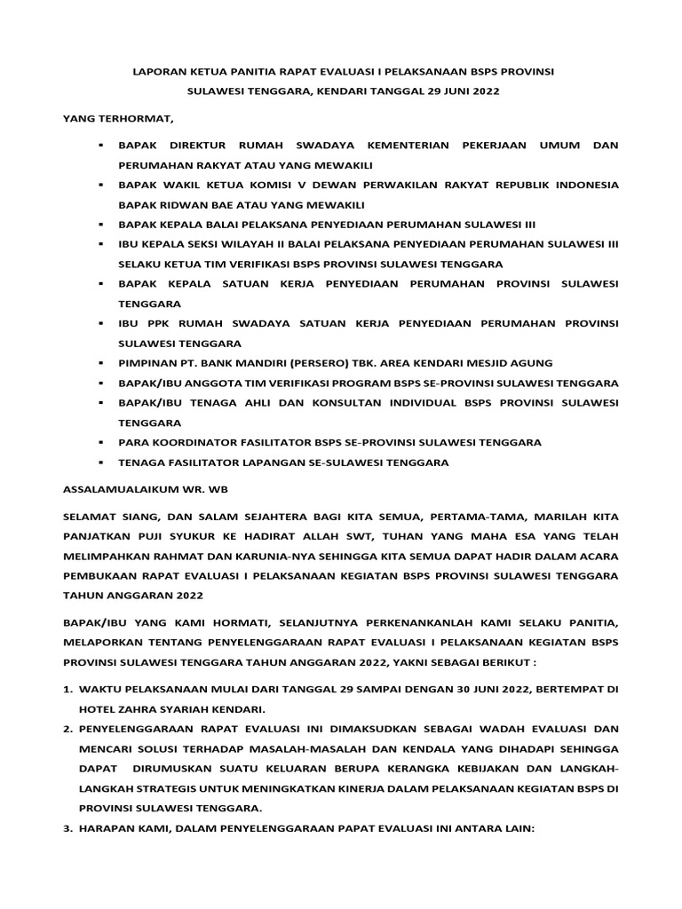 Evaluasi BSPS Sultra 2022 | PDF | Pengelolaan Keuangan & Uang