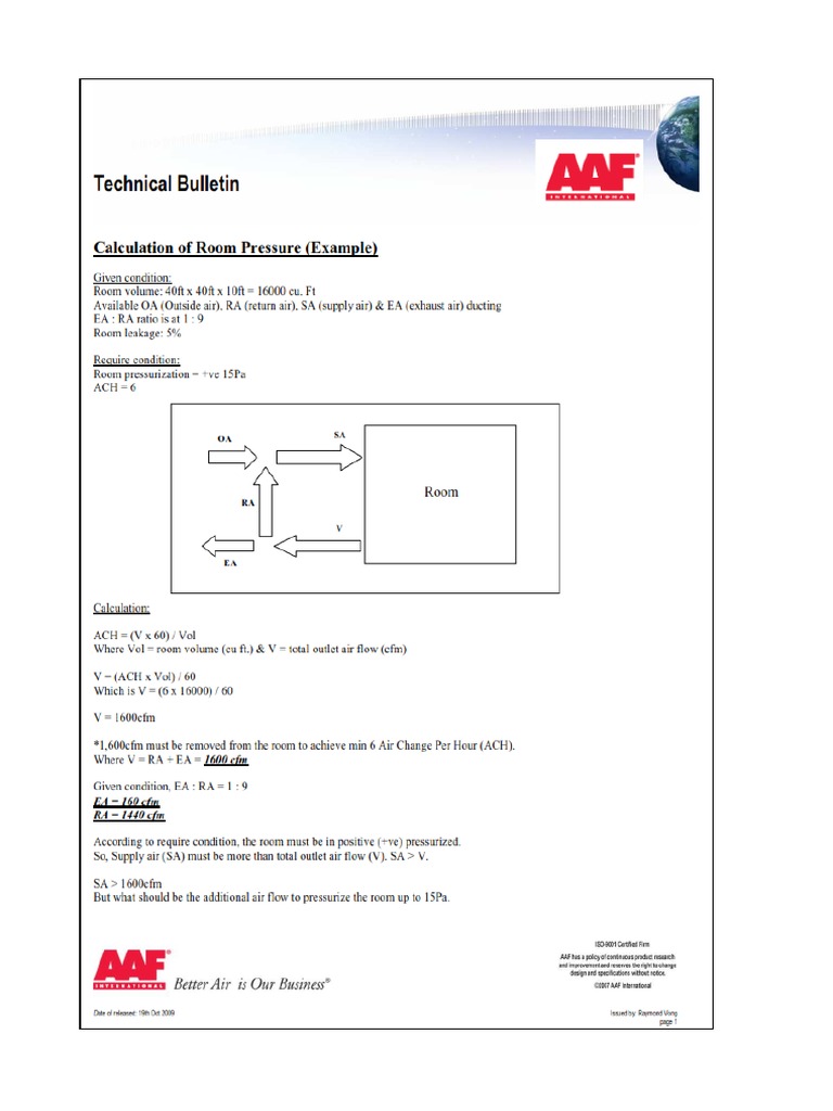Room Pressure Calculation | PDF
