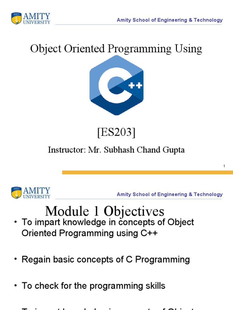 Module - 1lesson 3 + T | PDF | Object Oriented Programming | C++