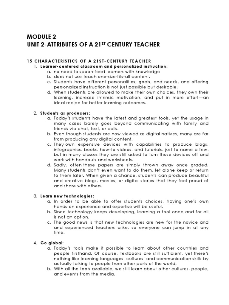 21st Century Teacher Attributes | PDF | Teachers | Social Media