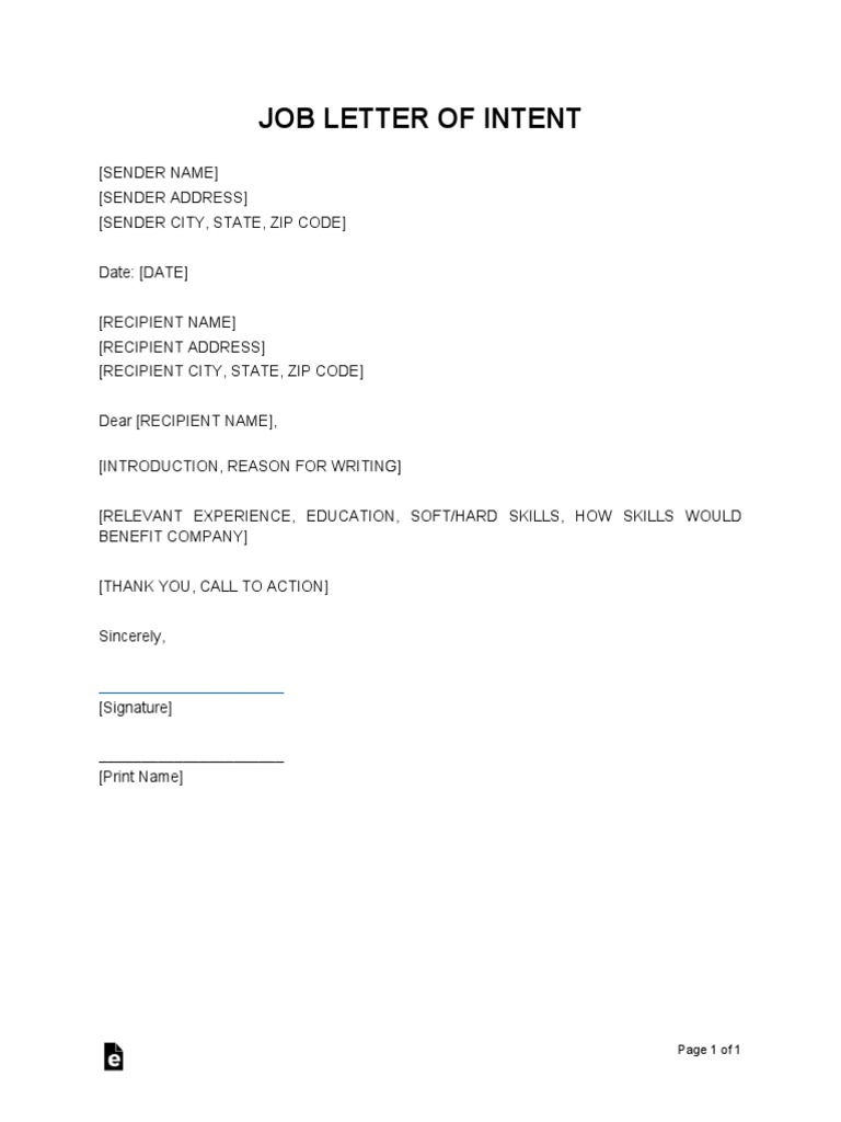 Job Letter of Intent | PDF