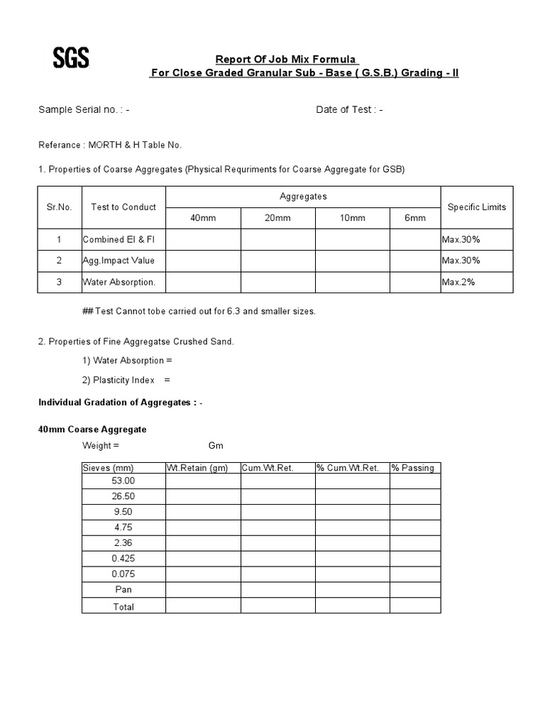 GSB Grade II Mix Design Specifications | PDF