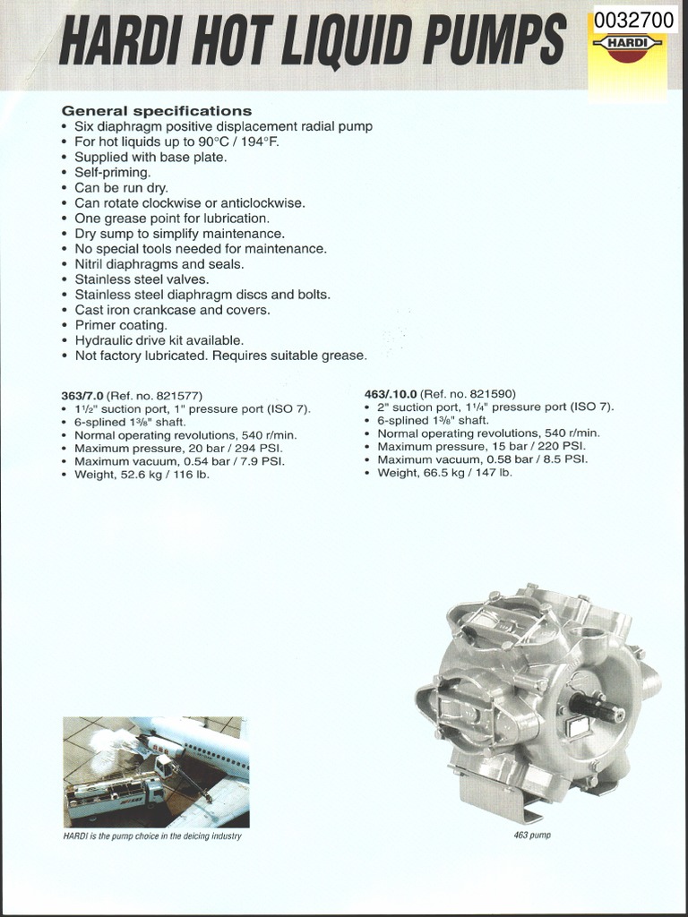 Hardi Pump 363 Series Installation Parts PDF Lubrication