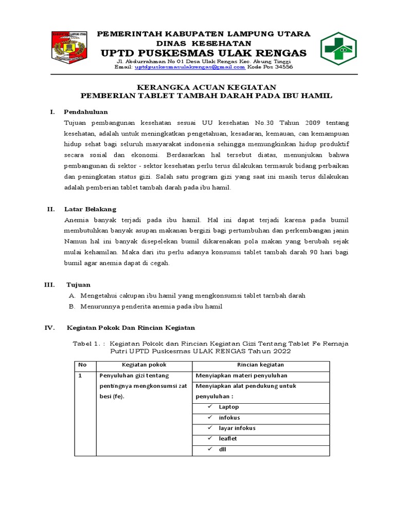 Pemberian Tablet Tambah Darah Ibu Hamil | PDF | Kesehatan Holistik ...