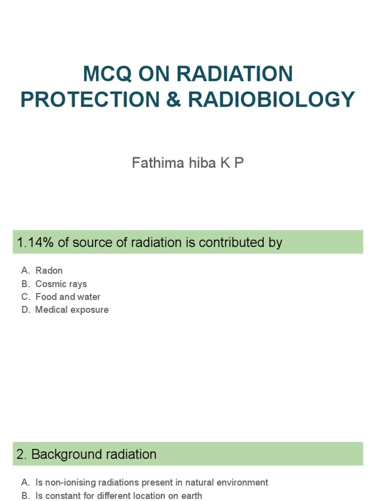 MCQ On Radiation Protection and Radiobiology PDF