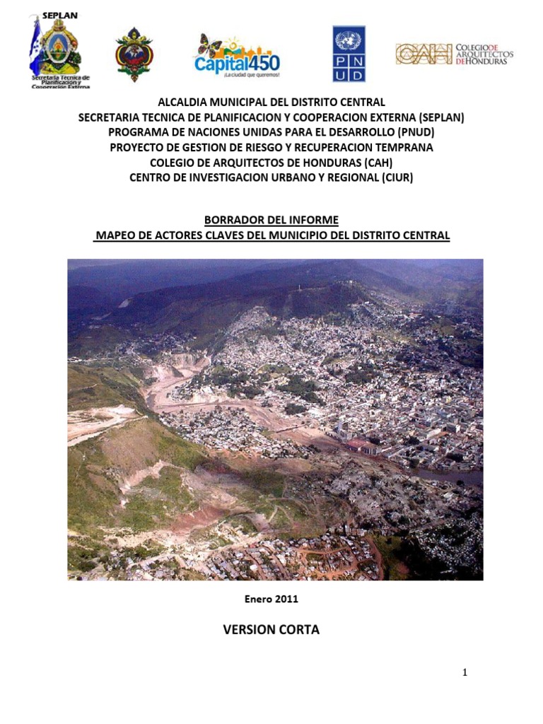 Mapeo Actores Claves Del Municipio Distrito Central Tegucigalpa ...