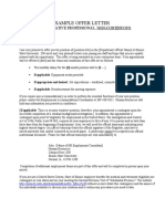 Sample Offer Letter Non-Continuous Administrative Professional Position