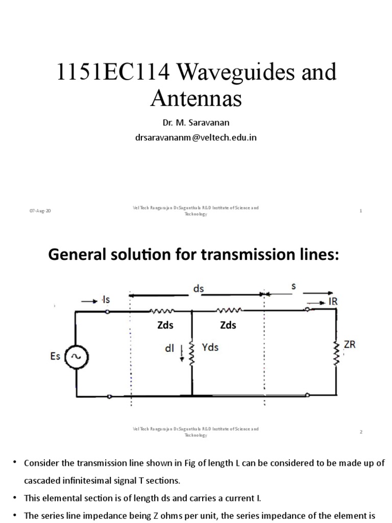 General Theory of Transmission Lines - The Transmission Line - General ...