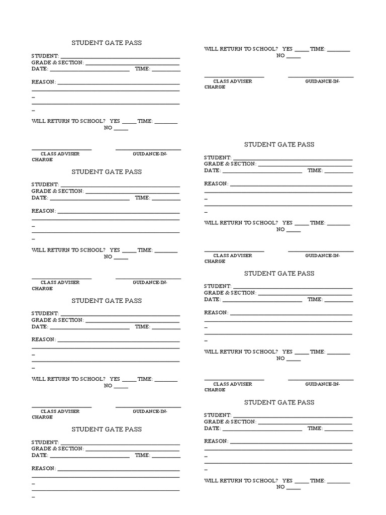 Student Gate Pass PDF