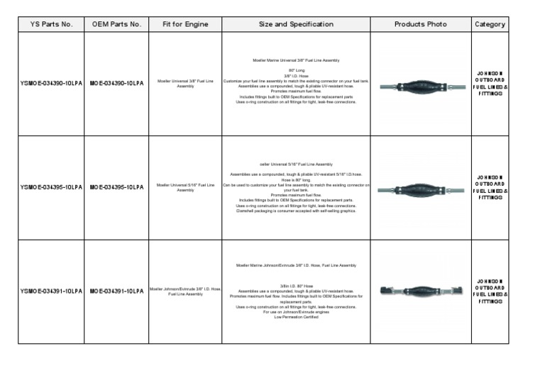 Johnson Outboard Fuel Lines & Fittings PDF Transport Mechanical Engineering