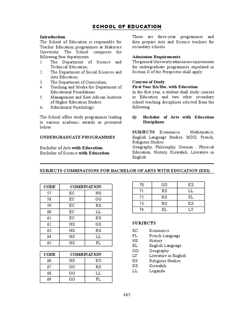 Makerere University Education Programs | PDF | Bachelor's Degree ...
