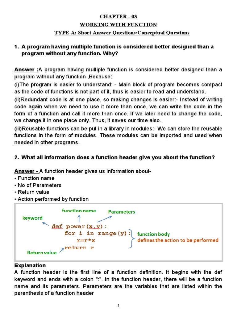 Chapter 3 - Type A - Short Answer Based Questions | PDF