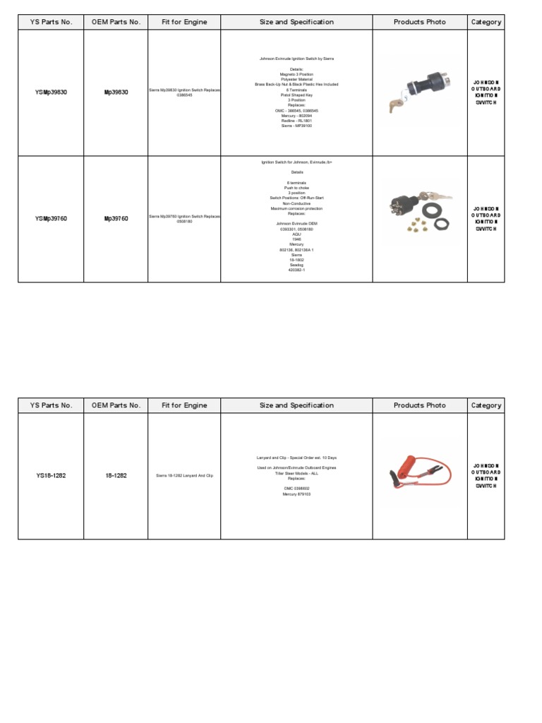 Johnson Outboard Ignition Switch PDF Propulsion Vehicles