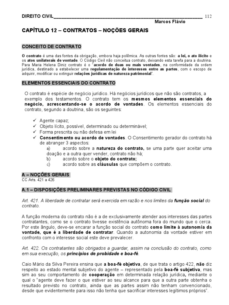 Direito Civil - Contratos - Noções Gerais | PDF | Lei das Obrigações ...