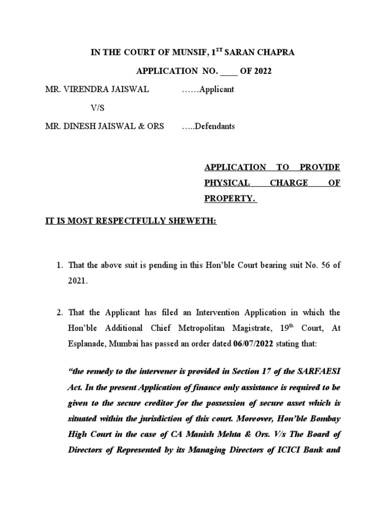 Application For Appointment of Receiver PDF Lawsuit Separation Of
