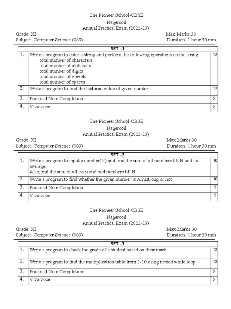 Grade 11 Annual Practical Exam | PDF | Numbers | Mathematics