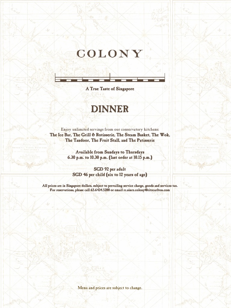 Colony Buffet Dinner Menu & Prices | PDF | Dumpling | Sauce