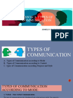 Lesson 3: Types of Communication: Jonel P. Siarot, LPT