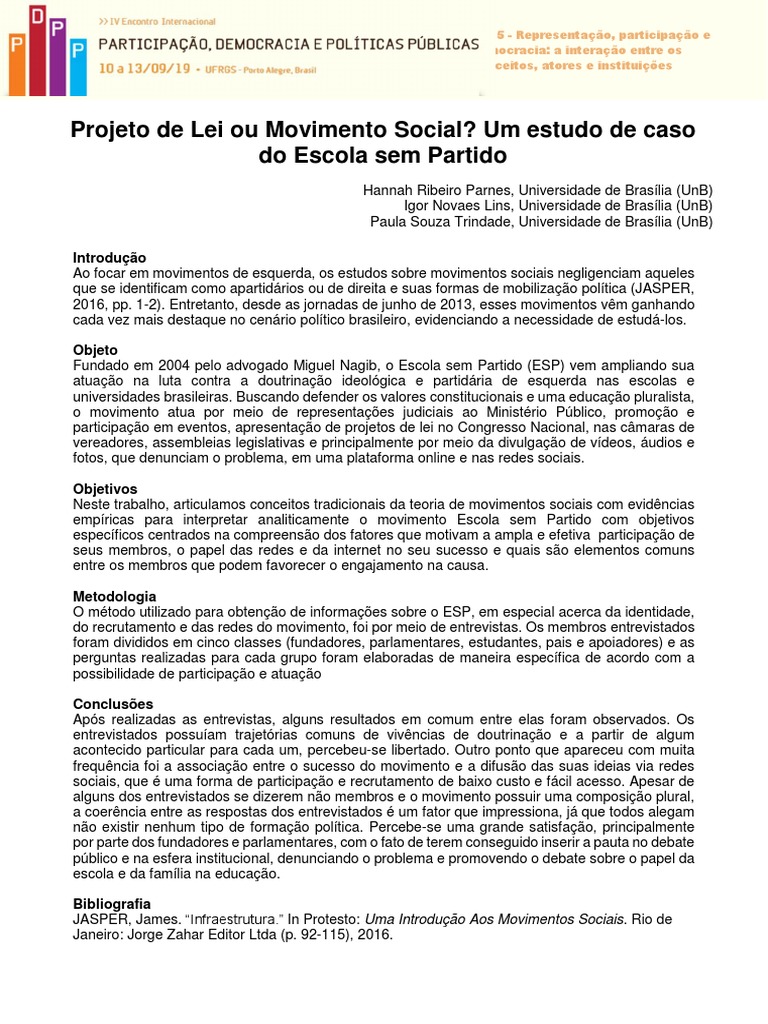 Análise do Movimento Escola sem Partido | PDF | Movimentos sociais