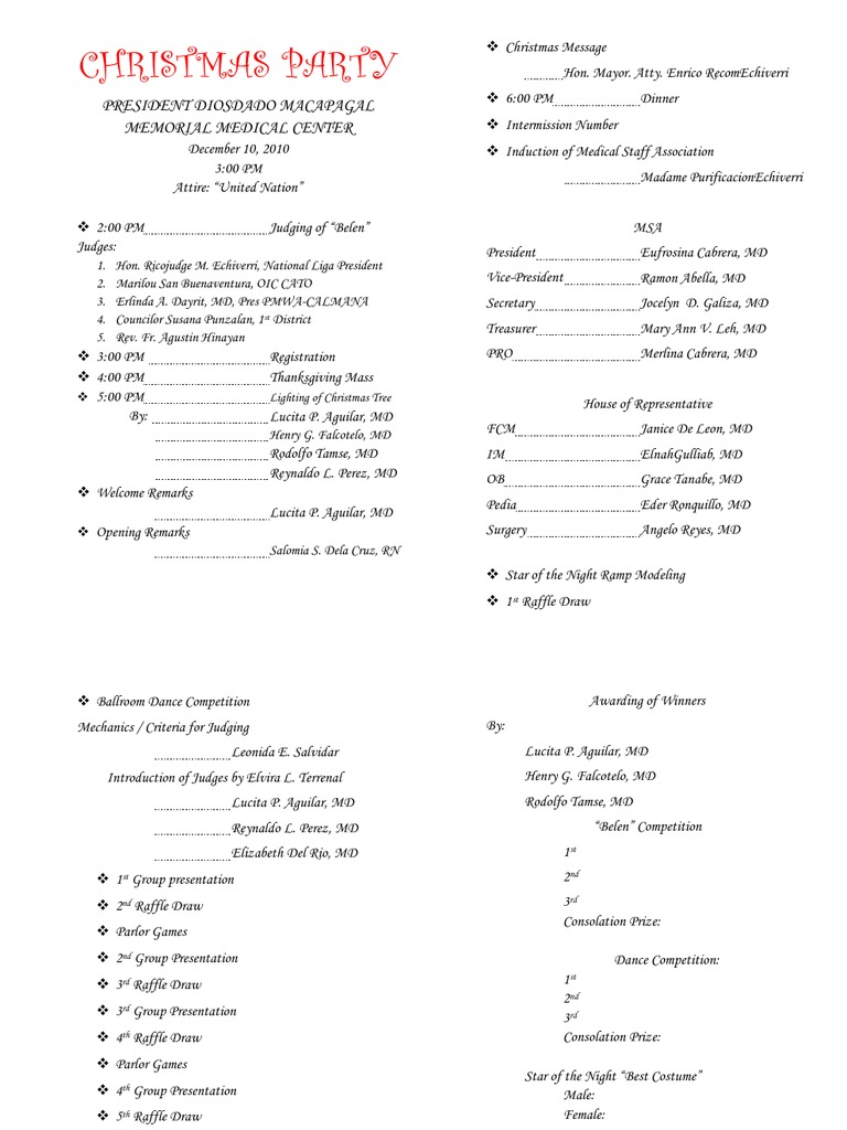 Christmas Party Program Ideas