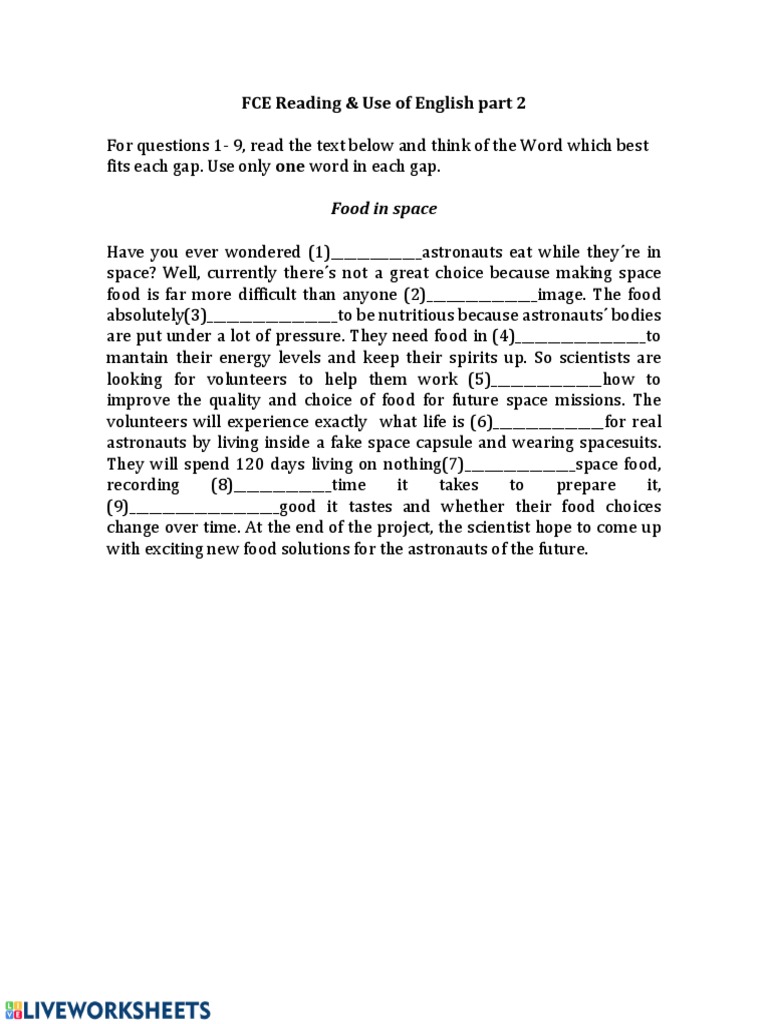 FCE Part 2 | PDF