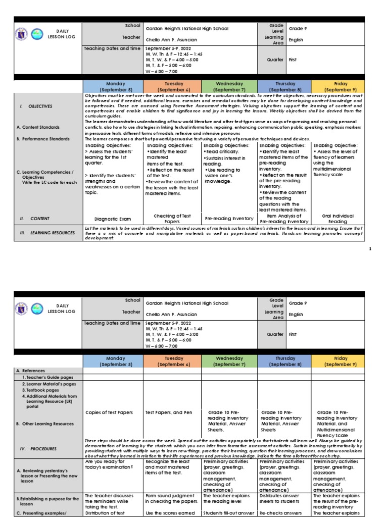 Content Standard And Learning Standard