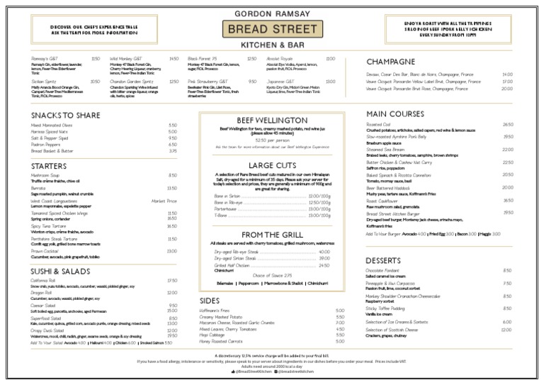 Bread Street Kitchen Menu Overview | PDF | Salad | Sauce