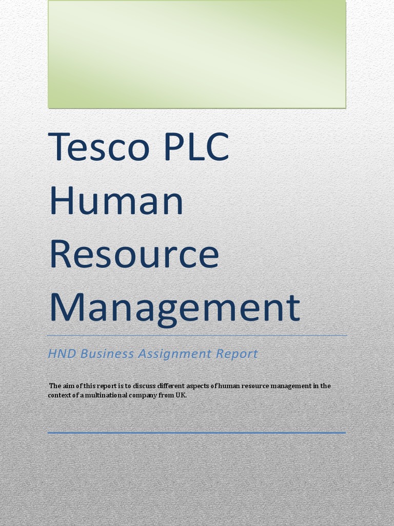 Tesco PLC Human Resource Management HND PDF Human Resource