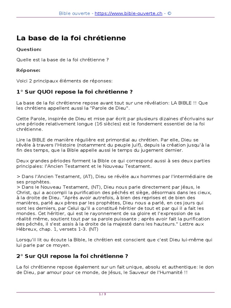 252 - La Base de La Foi Chrétienne | PDF | Jésus | Dieu
