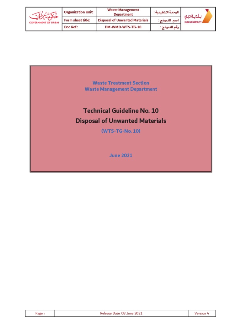 Technical Guideline No.10 Disposal of Unwanted Materials2 PDF Waste