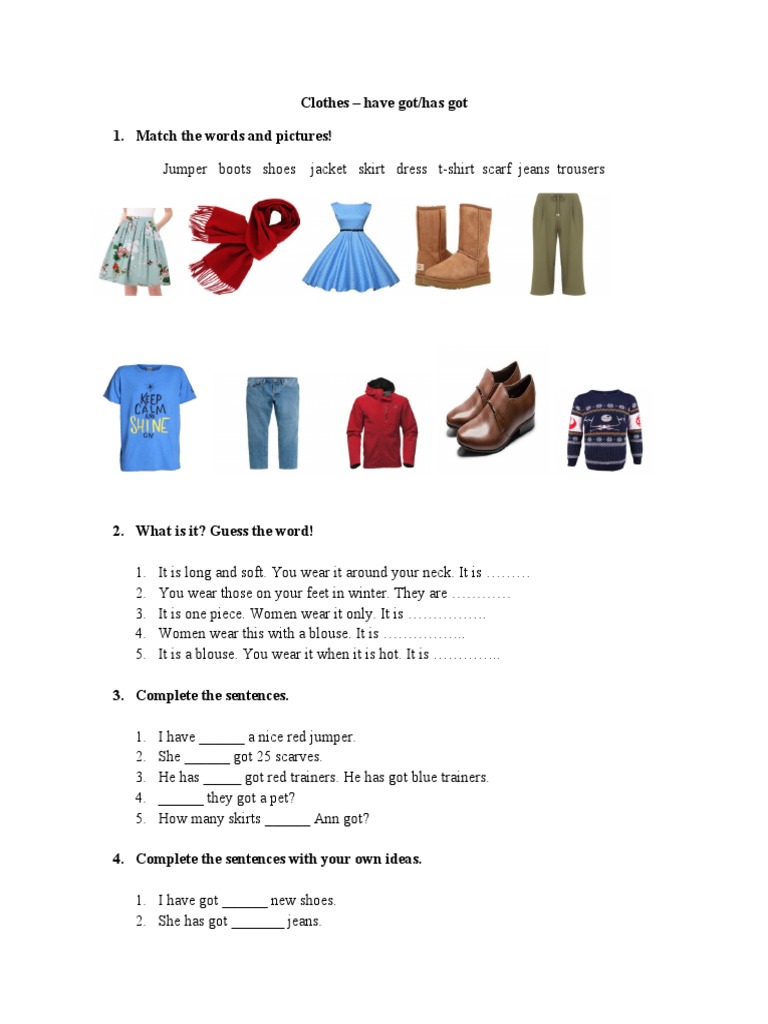 Clothes Vocabulary and Exercises | PDF | Language Arts & Discipline