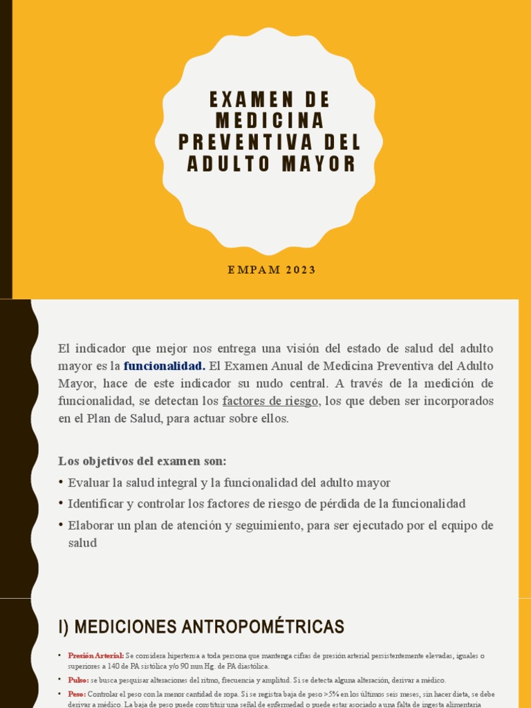 Examen de Medicina Preventiva Del Adulto Mayor 2023 | PDF | Vejez | Adultos