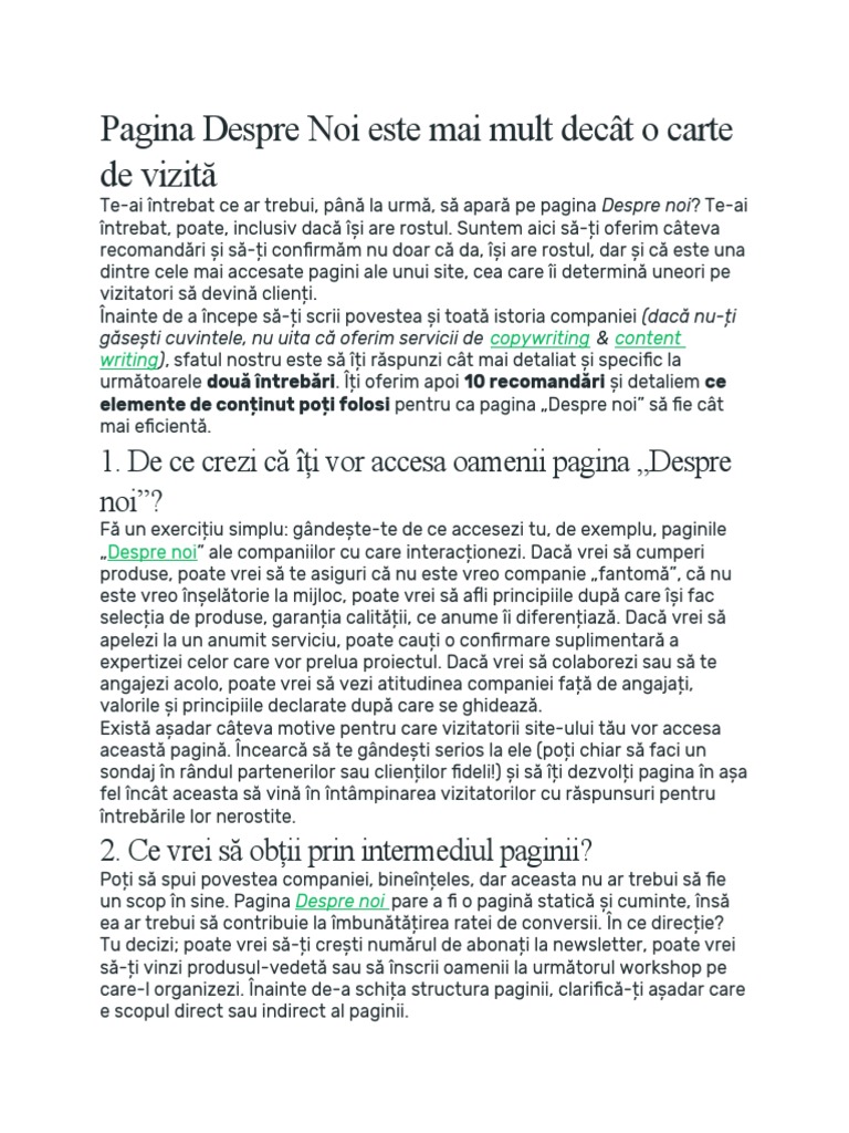 Despre Noi | PDF
