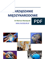 Zarządzanie Międzynarodowe: DR Mariusz Maciejczak