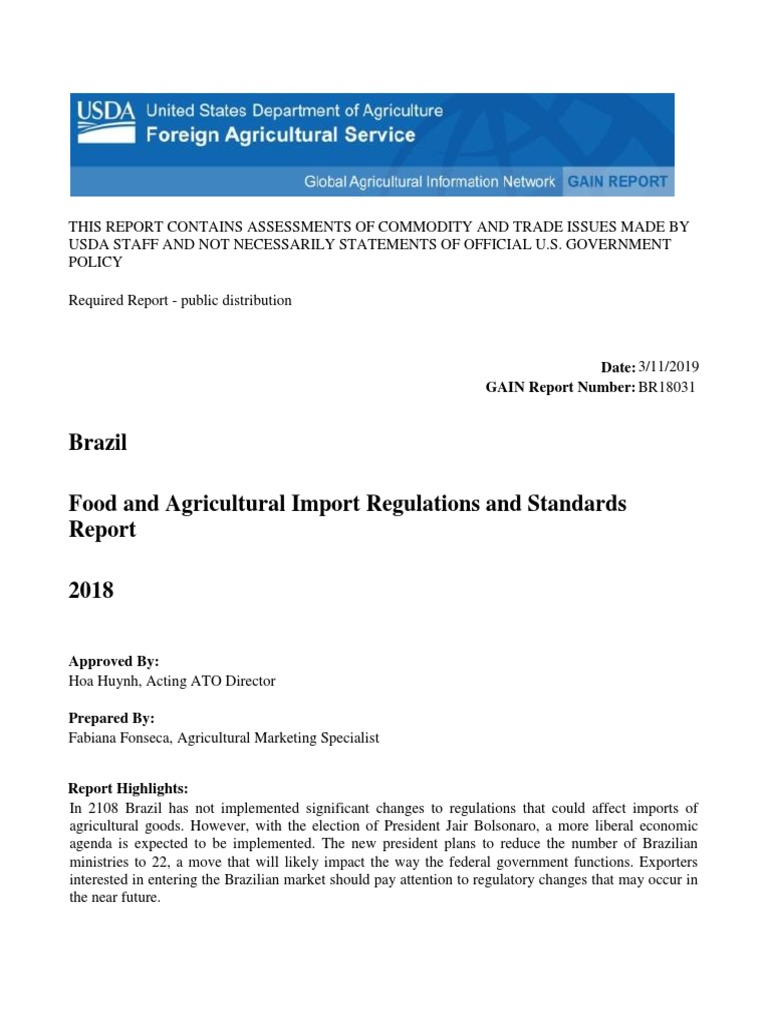 Food and Agricultural Import Regulations and Standards Report Sao