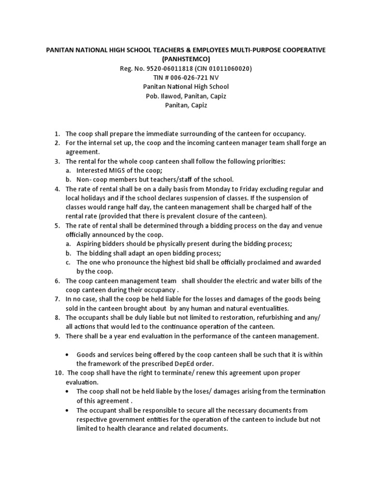 Canteen Management Policy PDF Government Justice