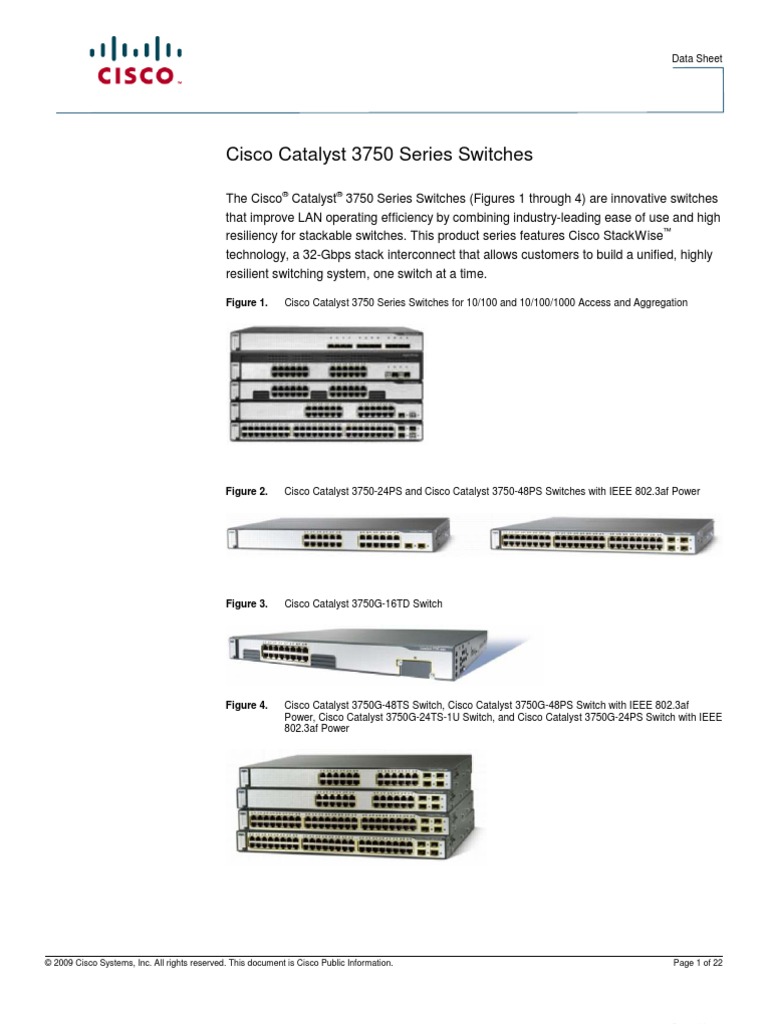 Cisco Catalyst 3750 Series Switches: Data Sheet | PDF | Network