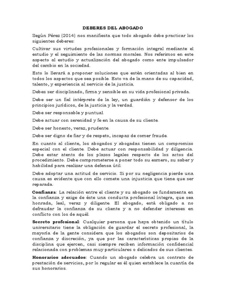 Deberes Del Abogado PDF Justicia Crimen y violencia