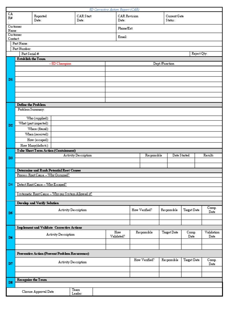 8D Corrective Action Report Guide | PDF | Business