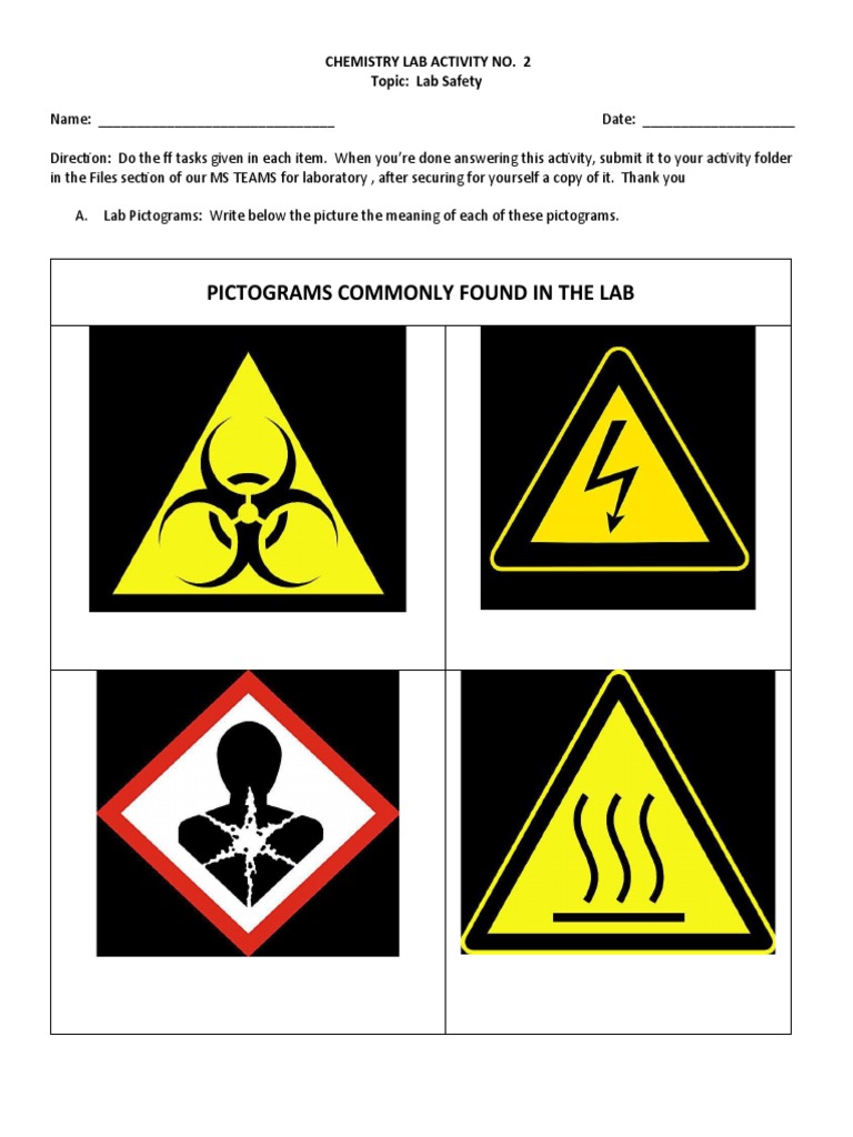 CHEM LAB ACTIVITY NO. 2 Lab Safety Protocols and Guidelines PDF Laboratories