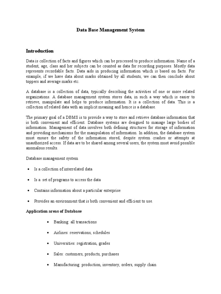 Data Base Management System | PDF | Databases | Relational Database
