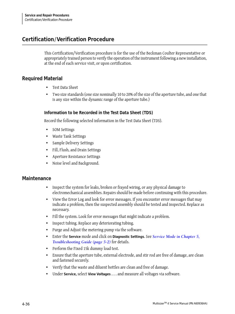 Ms4 certification verification procedure pdf calibration