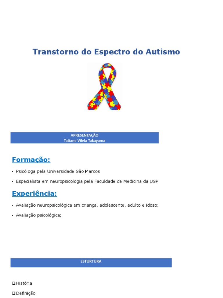 Entendendo o Transtorno do Espectro Autista | PDF | Espectro do autismo ...