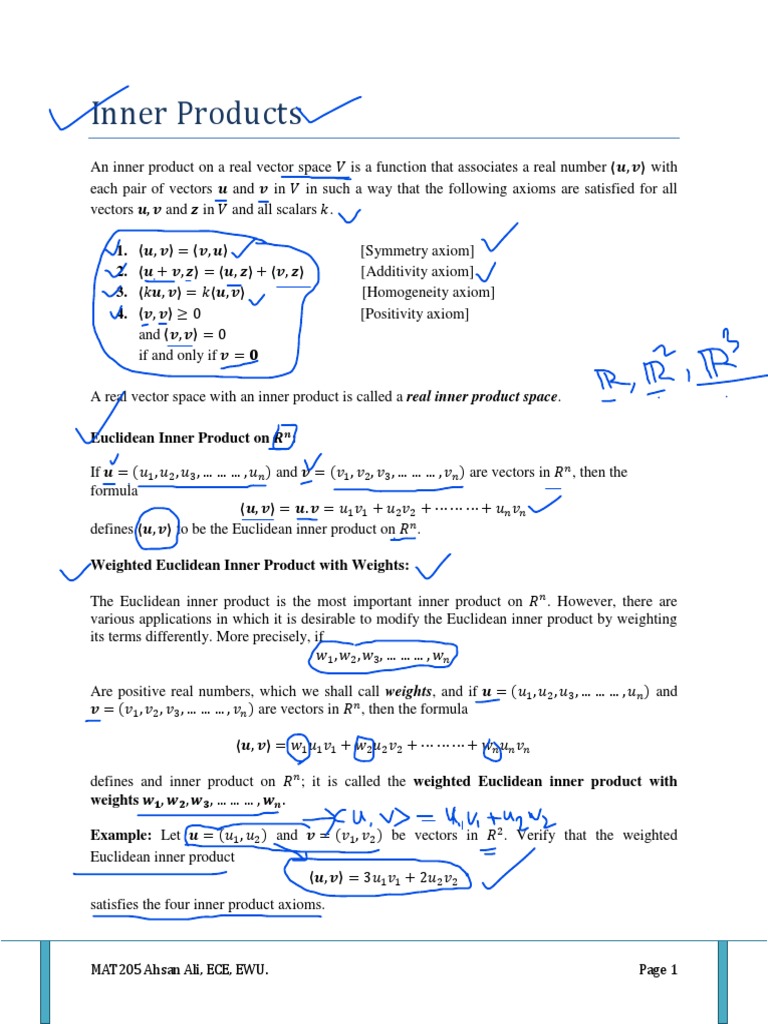 Properties and Applications of Inner Products PDF Euclidean Space
