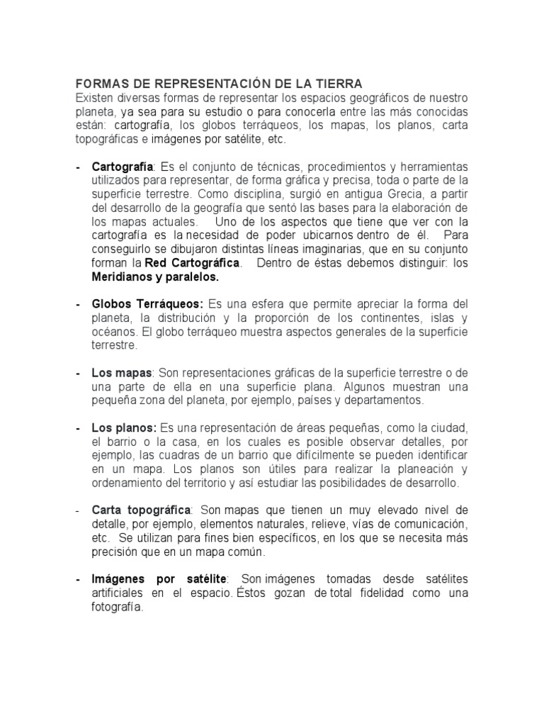 Formas De Representación De La Tierra Pdf