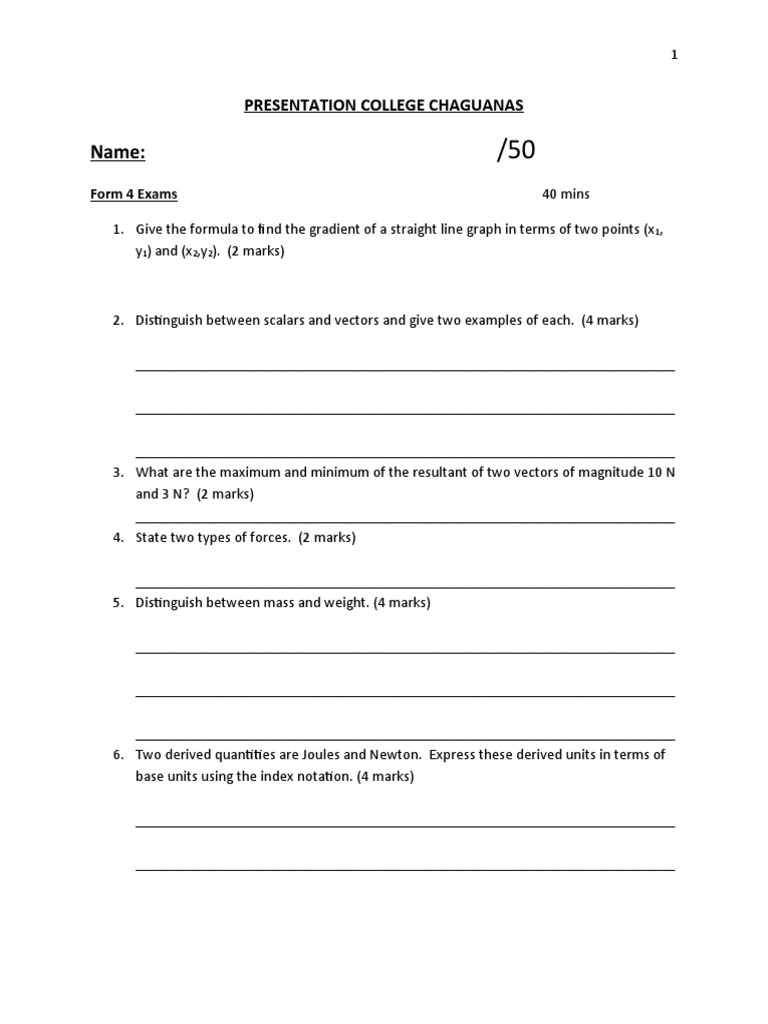 Form 4 Coursework Term 2 | PDF | Force | Physical Sciences
