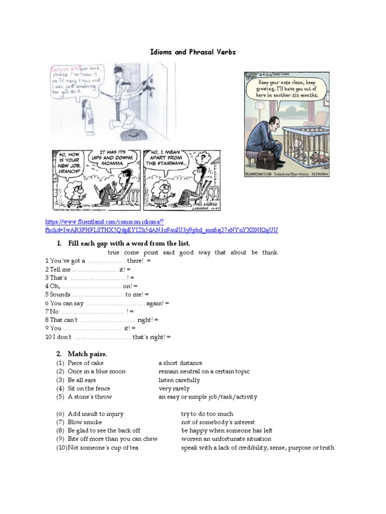 Idioms And Phrasal Verbs Advanced Pdf Language Arts Discipline